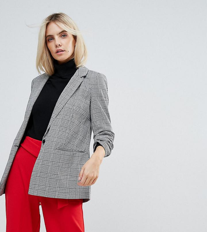 Miss Selfridge Petite Ruched Sleeve Blazer - Multi