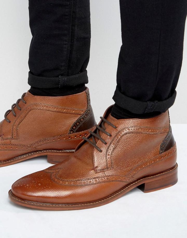 Ted Baker Pericop Brogue Short Lace Up Boots - Tan