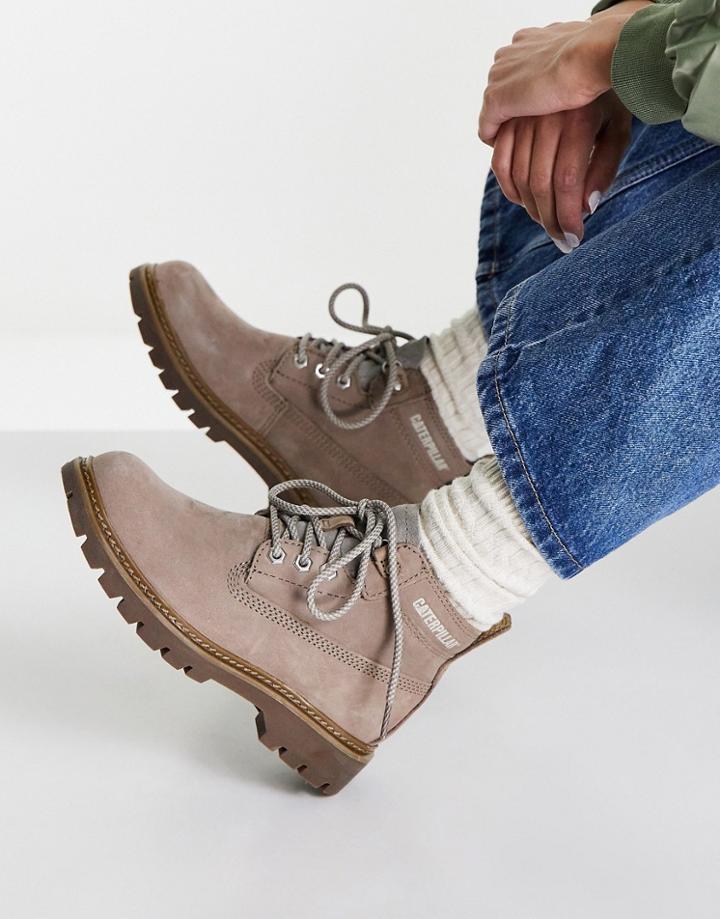 Cat Footwear Melody Lace Up Boots In Mushroom-gray