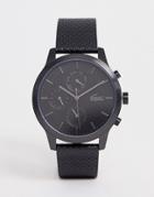 Lacoste 12.12 Silicone Watch In Black With Black Dial