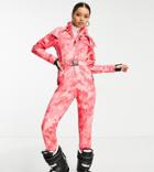 Asos 4505 Petite Ski Fitted Belted Ski Suit In Tie Dye Print-pink