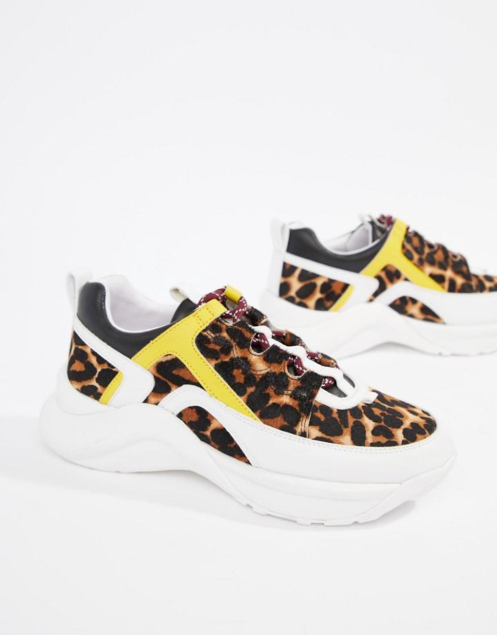 Kurt Geiger Lunar Leopard Pony Effect Color Contrast Sneakers Key Item - Multi