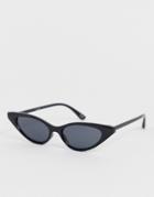 Asos Design Cat Eye Sunglasses In Black With Smoke Lens - Black