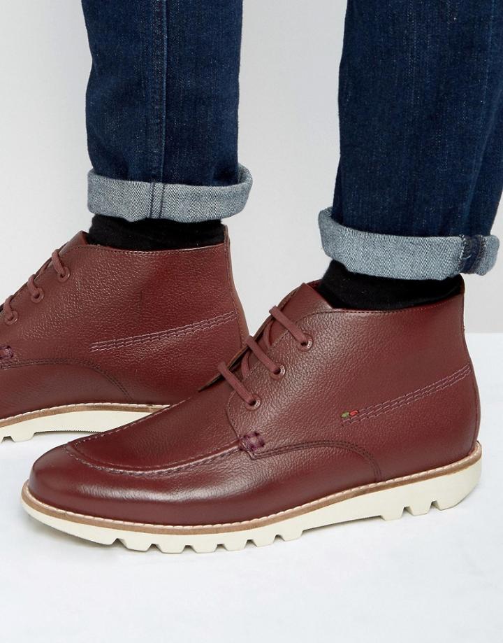 Kickers Kymbo Mocc Leather Lace Up Boots - Red