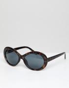 Asos Design Oval Sunglasses In Tort - Brown