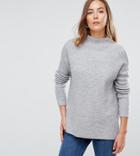 Asos Tall Chunky Sweater With Turtleneck In Fluffy Yarn - Gray