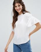 Asos Ruffle Sleeve Tee - White