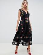 Asos Design Lace & Embroidered Maxi Dress - Multi