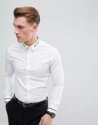 Celio Smart Slim Shirt With Collar Detail - White