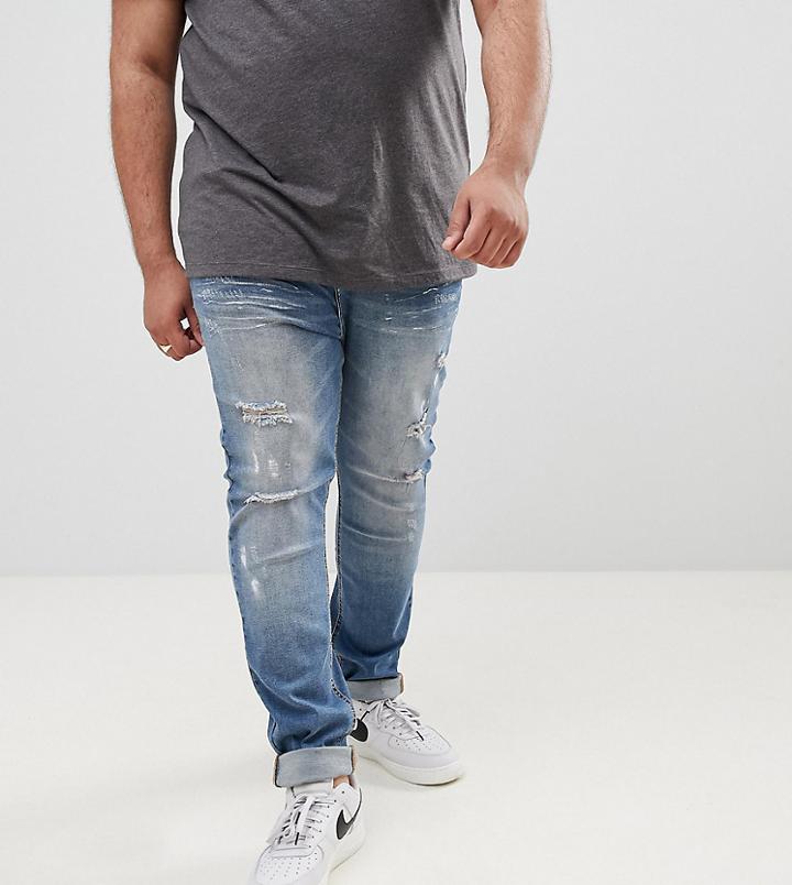 Sixth June Jeans In Mid Wash With Distressing Exclusive To Asos - Blue
