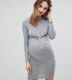 New Look Maternity Twist Front Dress - Gray