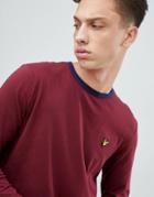Lyle & Scott Long Sleeve Logo Ringer T-shirt In Burgundy - Red