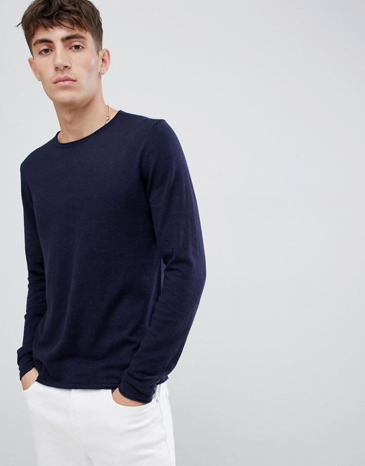Esprit Recycled Cotton Lightweight Sweater In Navy - Navy