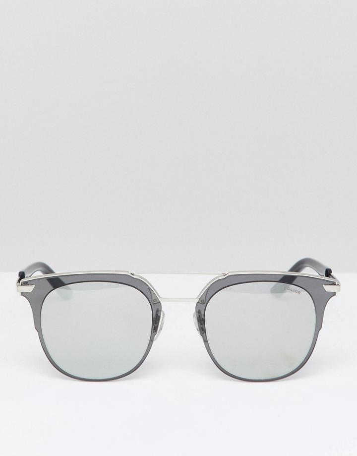 Police Square Sunglasses In Silver - Silver
