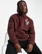 Topman Floral Sketch Embroidery Hoodie In Brown