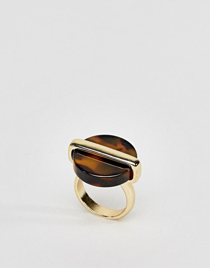 Asos Tortoise Shell Cage Ring - Gold