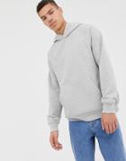 Asos White Oversized Hoodie In Heavyweight Light Gray Marl Jersey