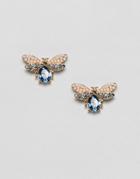 Asos Design Stud Earrings In Bug Design With Jewel And Faux Pearls In Gold - Gold