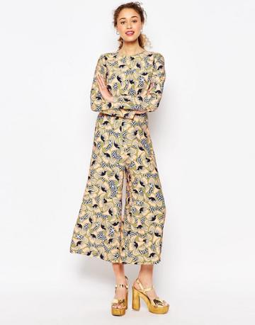 Asos Africa X Chichia Awkward Length Jumpsuit In Geo Floral Print - Multi