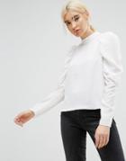 Asos Boxy Top With Exaggerated Sleeves - White