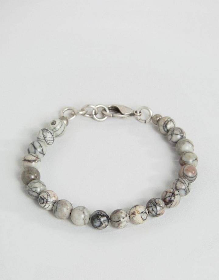 Seven London Marble Effect Beaded Bracelet In Gray/white - Gray