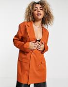 Heartbreak Oversized Dad Blazer In Rust-orange