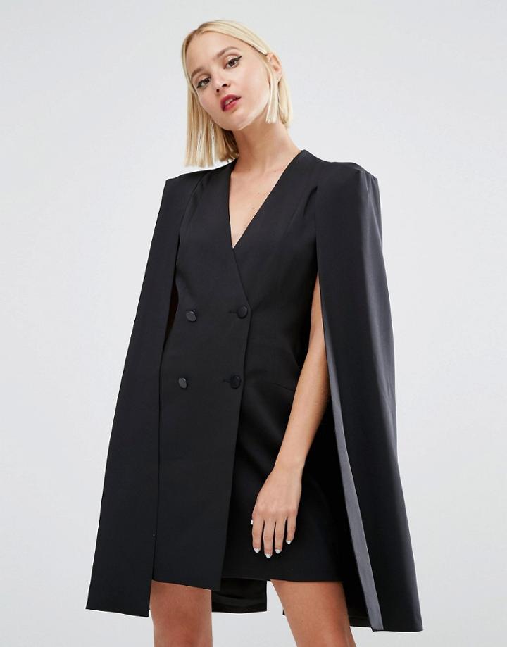 Lavish Alice Split Back Cape Dress - Black