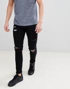 Ringspun Super Skinny Ripped Jeans - Black