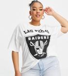 Asos Design Curve Oversized Short Sleeve T-shirt With Nfl Las Vegas Raiders Print In White