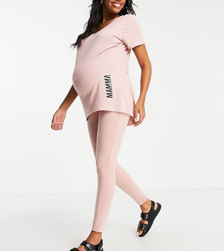 River Island Maternity Organic Cotton Legging In Pink - Part Of A Set