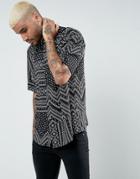 Asos Regular Fit Viscose Shirt With Geo-tribal Print - Black