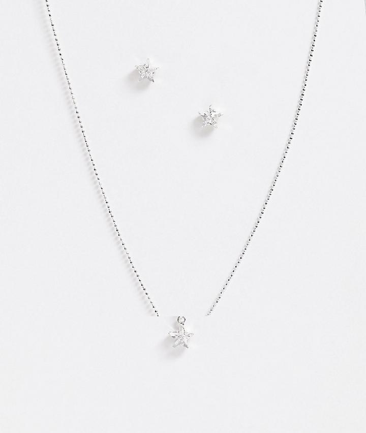 Krystal London Swarovski Crystal Star Earrings And Necklace Set-clear