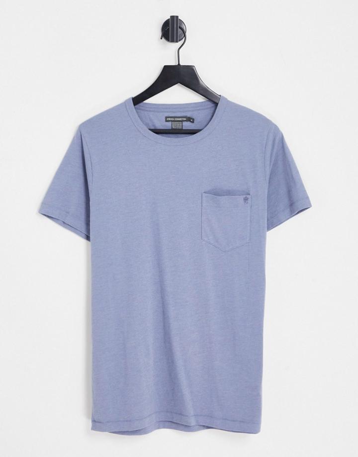 French Connection Slub T-shirt In Light Blue Melange