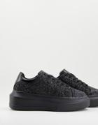 Asos Design Dorina Chunky Sole Sneakers In Black Glitter