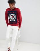 Tommy Hilfiger Crest Logo Applique Sweatshirt In Red - Red