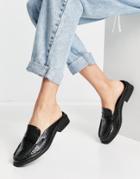 Asos Design Maximal 90's Mule Loafers In Black Croc