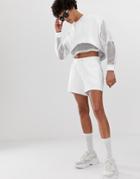 Asos Design Two-piece Jersey Relaxed Shorts With Mesh Overlay In White - White
