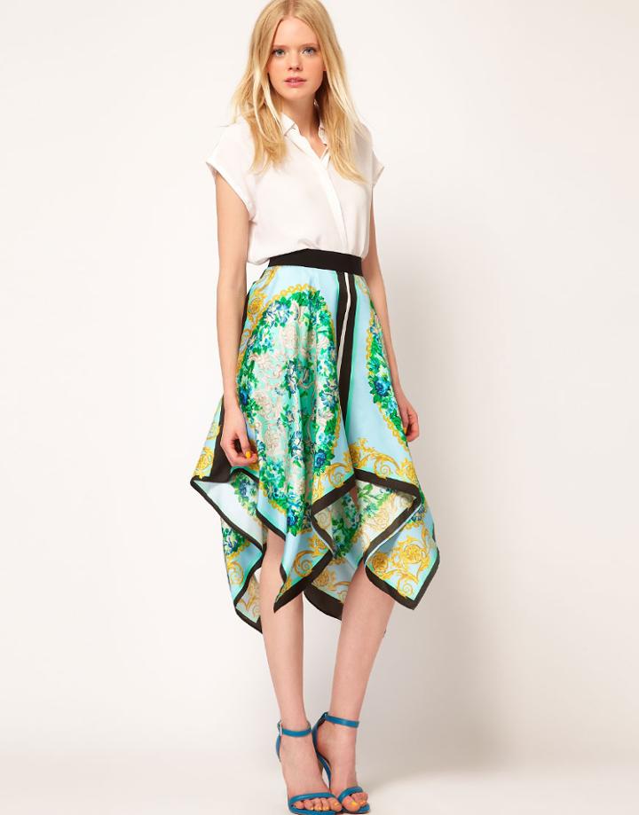 Msgm Asymmetric Skirt With Scarf Print
