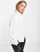 Selected Femme Cotton Shirt With Gathered Waist In White - White