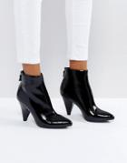 New Look Black Patent Cone Heel Pointed Ankle Boot - Black