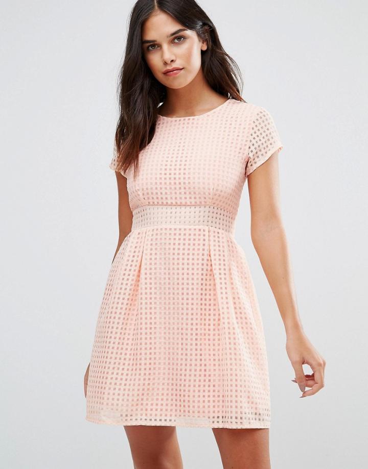 Wal G Mesh Skater Dress - Pink