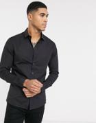 Asos Design Skinny Shirt In Black