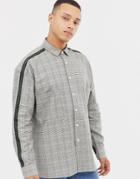 Asos Design Relaxed Check Shirt With Drop Shoulder And Tape Detail-brown