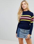 Daisy Street Sweater With Stripe Detail - Black