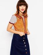 Megan X Asos Tops Sleeveless Cropped Zip Thru Vest - Tan