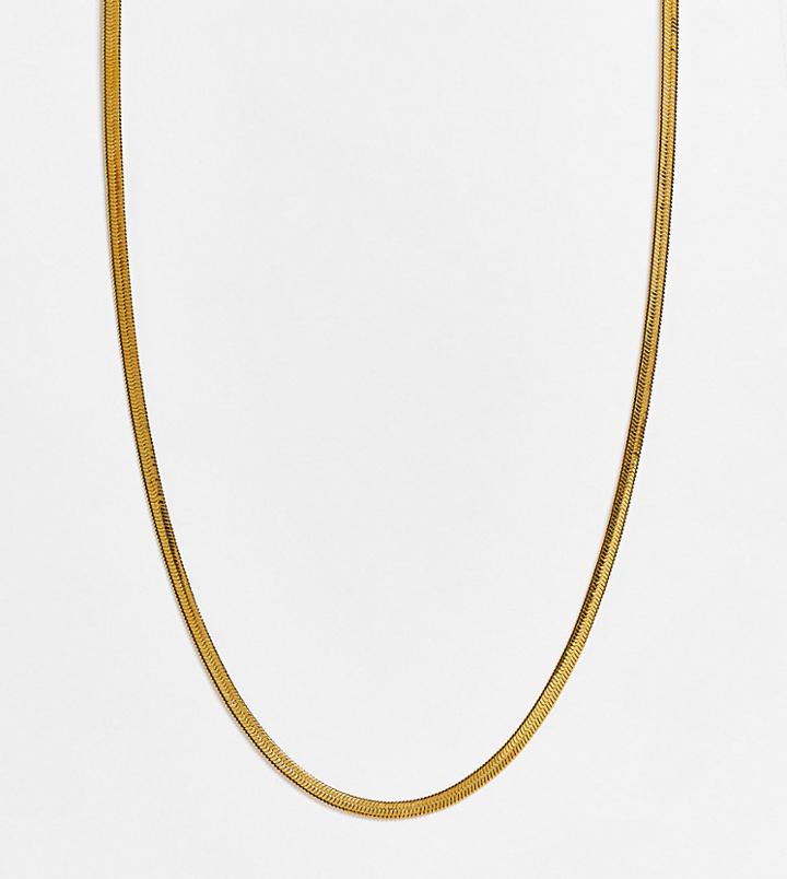 Asos Design Waterproof Stainless Steel Necklace In Snake Chain In Gold Tone