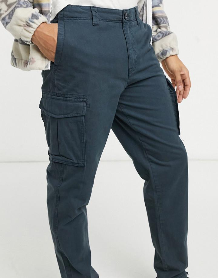 Selected Homme Cargo Pants With Cuffed Hem In Navy
