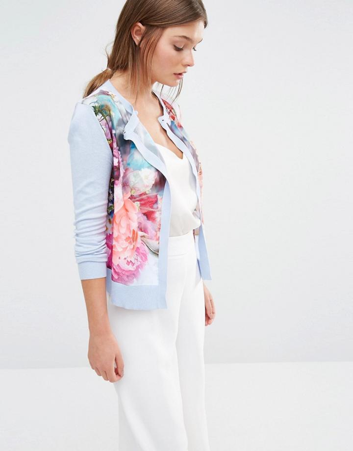 Ted Baker Haleera Cardigan In Focus Bouquet Print - Multi