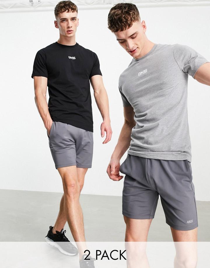 Gym 365 Multipack 2 T-shirts In Black/heather Gray