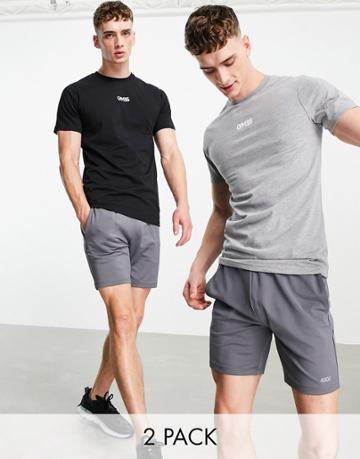 Gym 365 Multipack 2 T-shirts In Black/heather Gray